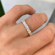 14K White gold Round Cut Moissanite Wedding Band, Multi Stone Diamond Ring - £184.84 GBP