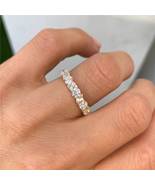 14K White gold Round Cut Moissanite Wedding Band, Multi Stone Diamond Ring - £183.30 GBP