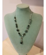 Hand Crafted Necklace Green Stones Drop-Dangle - £9.49 GBP
