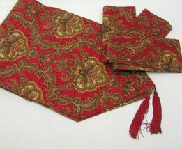 St Nicholas Square LaScala Red Multi Tasseled 14x70 Table Runner and Nap... - £40.74 GBP