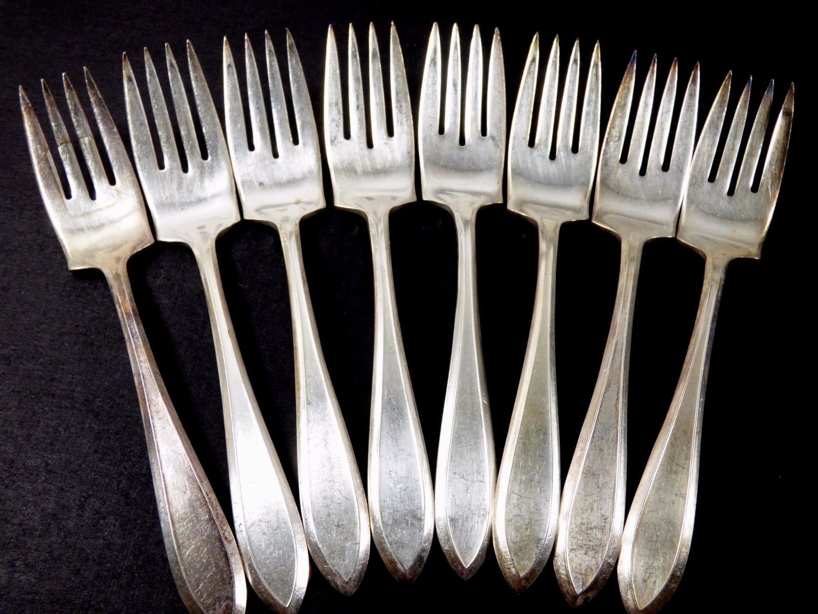 VTG 1920-30s RC & Co. Silver plated Salad Forks lot of 8 - £30.38 GBP