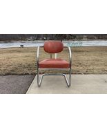 Streamline Art Deco Cantilever Chair Chrome &amp; Red Vinyl - $801.89