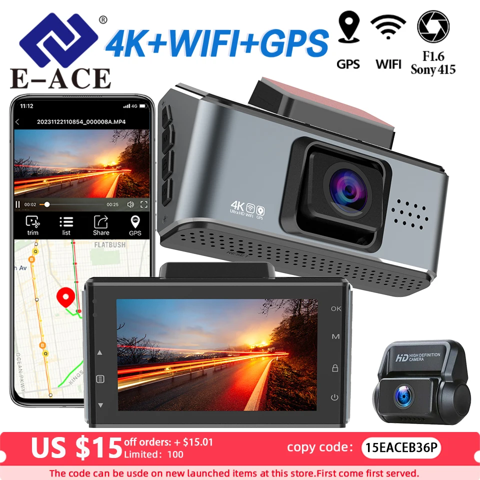 E-ACE car dvr 4K Mini Camera Dash Cam For Cars Dicrete Camera Recorder With - £86.56 GBP+