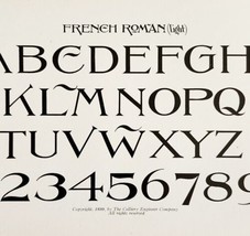 French Roman Light Font Example 1899 Victorian Craft Drawing Ephemera DW... - $19.99