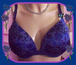 38C 38D 38DD 40C 40DD Navy Rose Butterfly Victorias Secret Plunge PU UW Bra RARE - £31.96 GBP