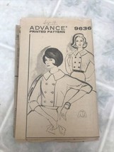 1950s Vtg Advance Sewing Pattern 9636 Womens Double breasted Crop Jacket Sz 12 - £24.11 GBP