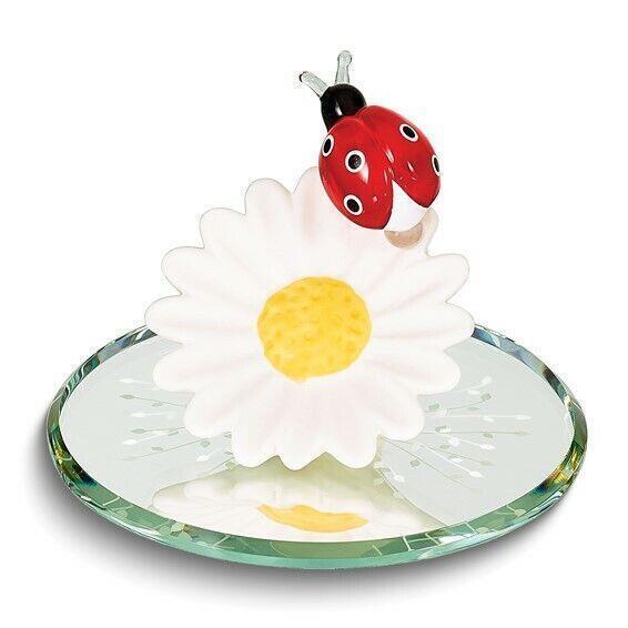 Primary image for Glass Baron Daisy with Ladybug Handcrafted Glass Figurine