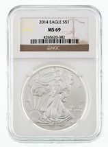 2014 Argent American Eagle Classé Par NGC Comme MS-69 - $1,433.35 MXN