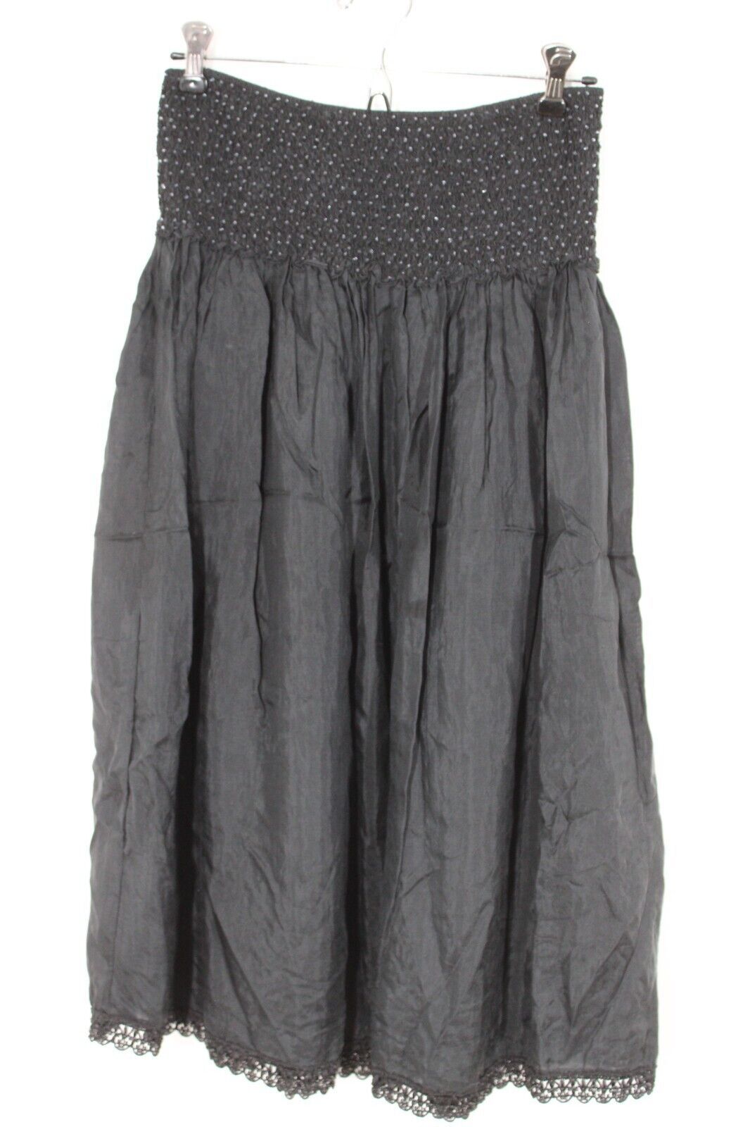 Primary image for Vtg Y2K Express S Gray Bead Silk Smocked Strapless Convertible Dress Skirt Top
