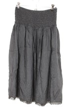 Vtg Y2K Express S Gray Bead Silk Smocked Strapless Convertible Dress Ski... - £20.26 GBP