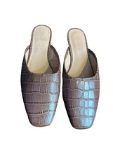Madewell The Adelia Women&#39;s Mules In Croc Crocodile Embossed Leather  Ta... - $29.69