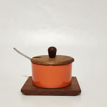 Luthje Wood Denmark Orange Container Condiment Sugar Jam Bowl Teak Danis... - $37.62