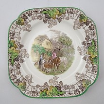 Copeland Spode Spode&#39;s Byron Green Multicolor Square Cake Plate c1930&#39;s-1940&#39;s - £25.16 GBP