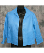 Anne Klein Petite Blue Linen Blazer Open Swing Jacket Size P EUC - £9.86 GBP