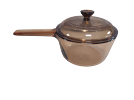 Corning Ware Brown VISIONS Glass 1 Liter Saucepan With Pyrex Lid - £17.94 GBP