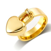 JINHUI Love Heart Jewelry Set Stainless Steel Lock Heart Charm Bangle Bracelet f - £24.09 GBP