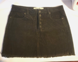 Indigo Rein Corduroy Mini Skirt Fringe Hemline Junior sz 9 Dark Green NO... - £12.30 GBP