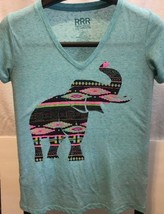 RRR Romance+ Retro+Rock Los Angeles Blue Graphic LG T-Shirt Multi-Color Elephant - £19.43 GBP