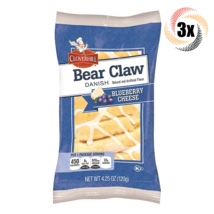 3x Packs Cloverhill Bakery Bear Claw Danish Blueberry Cheese Flavor 4.25oz - £12.29 GBP