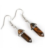 Earring Natural Stone Tiger Eye Hexagonal Reiki Bead Drop. Ready to Ship - €5,05 EUR