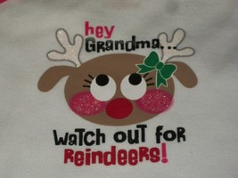 Grandma Watch Out For Reindeer Pink Christmas Bodysuit 0-3 months Girl Baby - £14.20 GBP