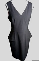 Banana Republic Dress Size 6 Peplum Sides Shealth Back Zip Lined Slit Black Wool - £15.46 GBP