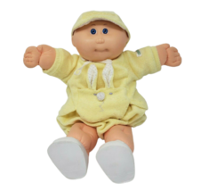 Vintage 1985 Cabbage Patch Kids Boy Doll Bald Blue Eyes Preemie Yellow Outfit - $46.55