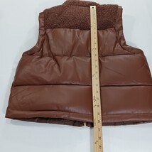 Maurices RN#51783 Girls Brown Faux Leather Full Zip Puffer Vest Size Medium image 7