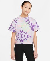 Nike Big Girls Sportswear Tie-Dyed T-Shirt,Purple Chalk/Arctic Punch,Medium - £26.57 GBP