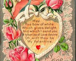 Cupid Heart Dove Lace Rose Poem 1910s Embossed Valentine Postcard - $6.88