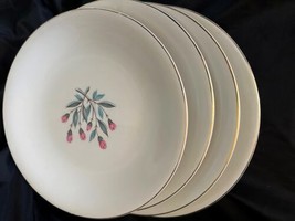 Wedgwood Dinner Plates pink Hope 9-3/4&quot; Porcelain Gold Trim (4) England - £31.00 GBP