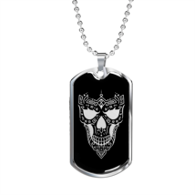 Calavera Mexican Sugar Skull 158 Necklace Stainless Steel or 18k Gold Dog Tag 2 - £37.92 GBP+