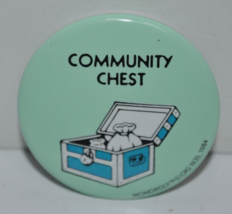 1985 Monopoly COMMUNITY CHEST American Greetings Pinback Button Pin 1-1/2&quot; - £7.77 GBP