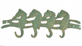 Metal Wall Hook Rack Seahorses 10&quot; Wide Nautical Beach Home Decor Sea Ocean - £10.06 GBP