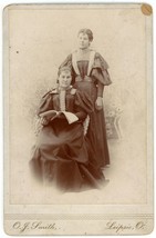Cabinet Card Dated 1896 Two Beautiful Women. One Sitting With Book Leipsic, OH - £7.41 GBP