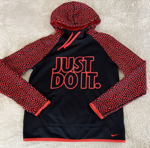 Nike Men’s Black Red Just Do It Therma Fit Hoodie Hand Covers SMALL - $17.15