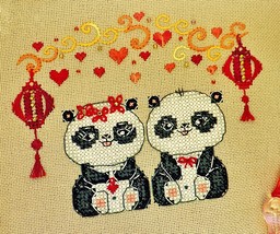 Pandas Cross Stitch Chinese Pattern PDF - Funny Panda Embroidery Whitework Asian - £3.90 GBP