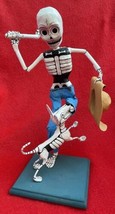 Mexican Folk Art Day Of Dead Papier-mâche Skeleton Dog Attacking Man’s Leg - £58.57 GBP