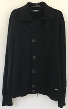 Liu Jo Jeans Black 100% Wool Elbow Patch Button Up Sweater Cardigan XL 4... - $59.99