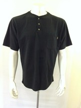 Tough Tee Men's Size Large Black Cotton Blend Short Sleeve Henley T Shirt  - $8.90