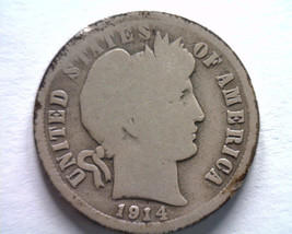 1914-D Barber Dime About Good / Good AG/G Nice Original Coin Bobs Coins 99c Ship - £3.55 GBP