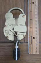 Antique 1836 Admiralty Solid Brass Padlock w/Key and Miniature Pully Key... - $84.13