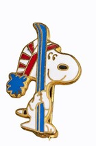 Vintage Snoopy Pin Ski&#39;s Skiing Metal Aviva Pin Pinback - £8.22 GBP