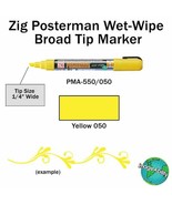 Yellow Liquid CHALK Marker PEN Broad 6mm Chisel TiP WetWipe ZIG POSTERMA... - $382.69 MXN