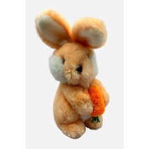 Gund Peach Orange 9&quot; Rabbit Easter Bunny Holding Carrot 1983 Plush Stuff... - £16.03 GBP