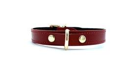 BDSM 3/4&quot;  Red Leather Day Collar &amp; Gold Hardware, Tango DDlg Slave kink choker - £39.05 GBP