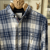 Denim &amp; Flower Blue Plaid Flannel Button Up Shirt Slim Fit M - $375.67 MXN
