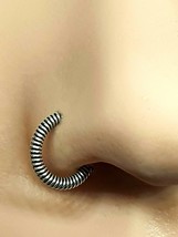 Sterling Silver Nose Ring Spiral Coil 8mm 22g (0.6mm) Sleeper Hoop Septum Daith - £4.87 GBP