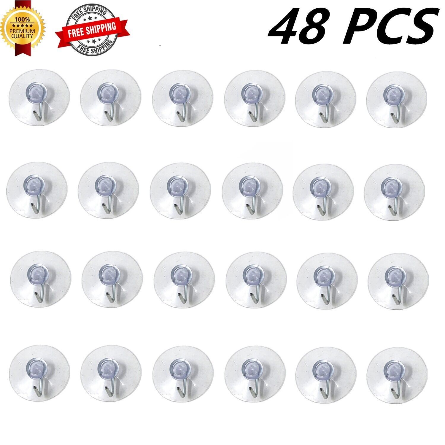 48 Pcs Multi Purpose Heavy Duty Suction Cups Hooks 1 1/2inch, Hold 1000g... - $9.89