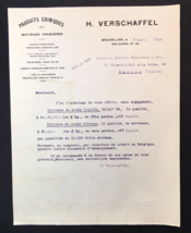 1922 H. Verschaffel Letterhead / Letter in French Regards to Chemical Order - £12.61 GBP